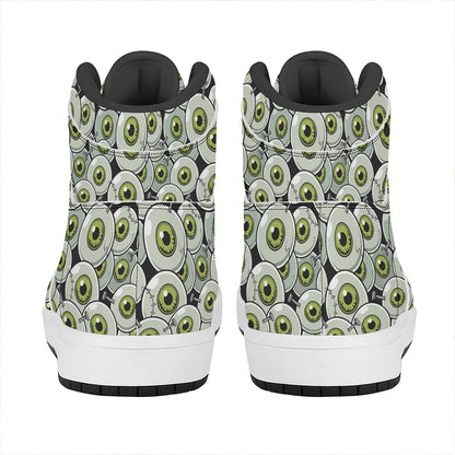 Frankenstein Eyeball Pattern Print High Top Leather Sneakers