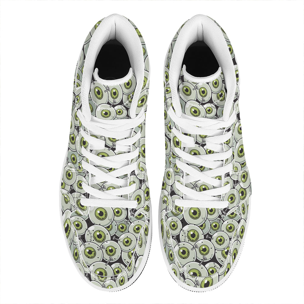 Frankenstein Eyeball Pattern Print High Top Leather Sneakers
