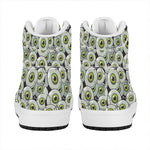 Frankenstein Eyeball Pattern Print High Top Leather Sneakers