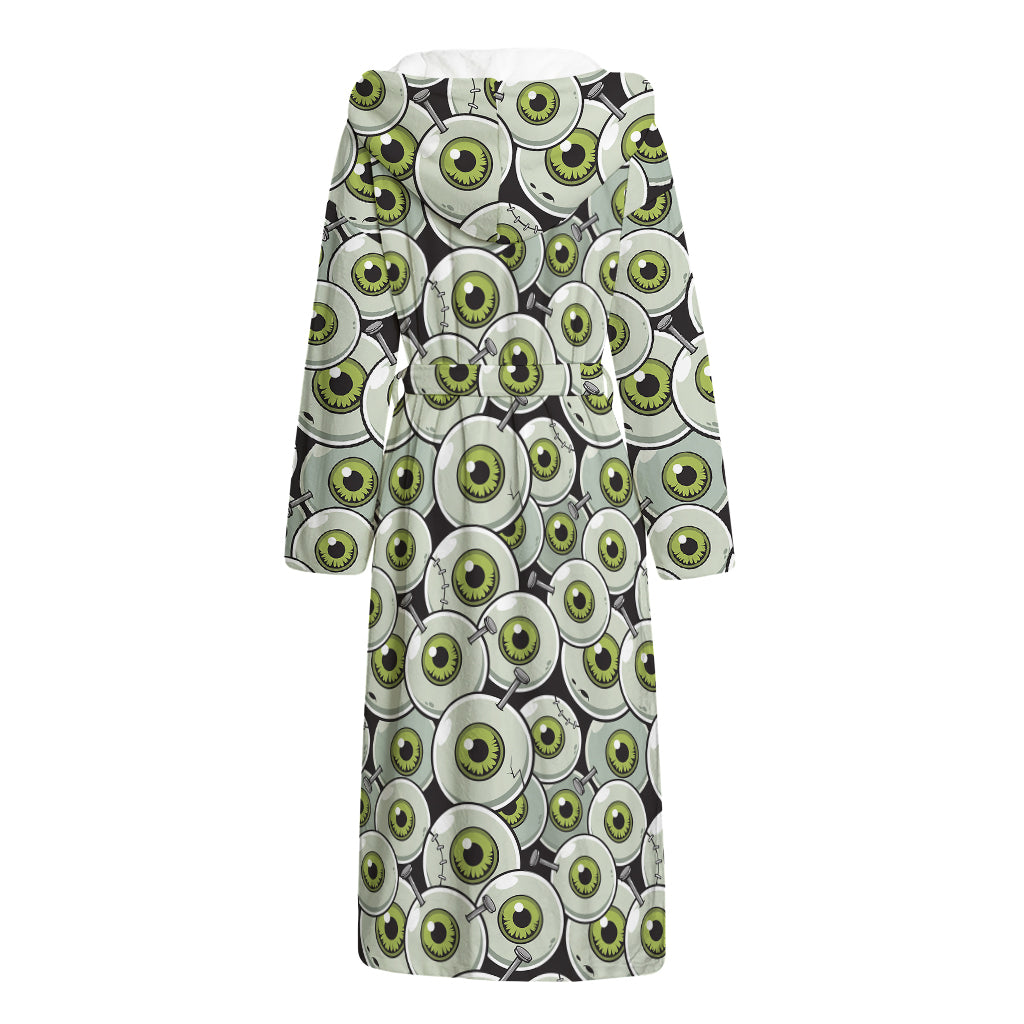 Frankenstein Eyeball Pattern Print Hooded Bathrobe