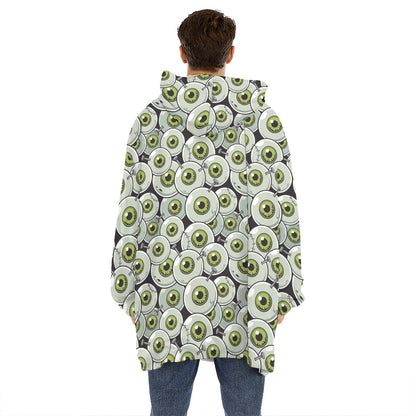 Frankenstein Eyeball Pattern Print Hoodie Blanket