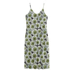 Frankenstein Eyeball Pattern Print Jersey Midi Cami Dress