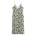 Frankenstein Eyeball Pattern Print Jersey Midi Cami Dress