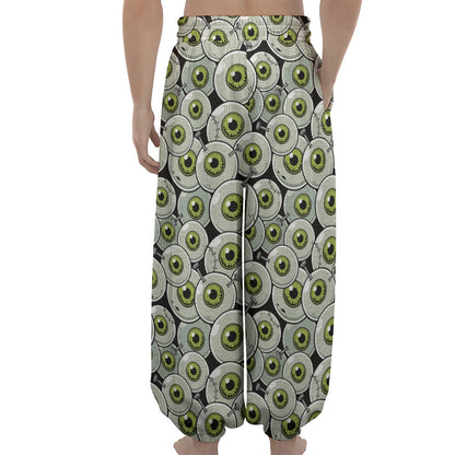 Frankenstein Eyeball Pattern Print Lantern Pants
