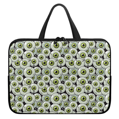 Frankenstein Eyeball Pattern Print Laptop Sleeve With Handle