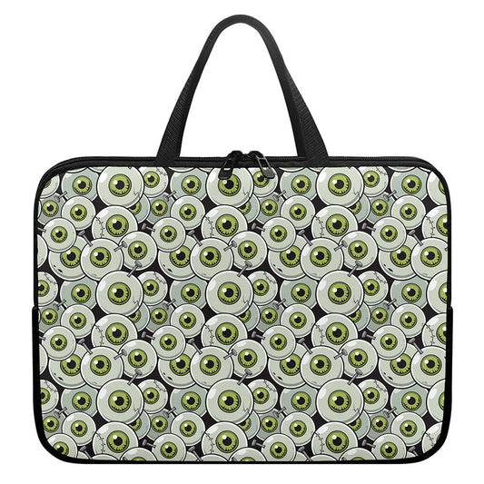 Frankenstein Eyeball Pattern Print Laptop Sleeve With Handle