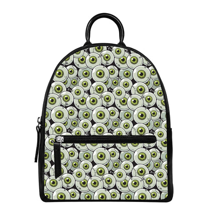 Frankenstein Eyeball Pattern Print Leather Backpack