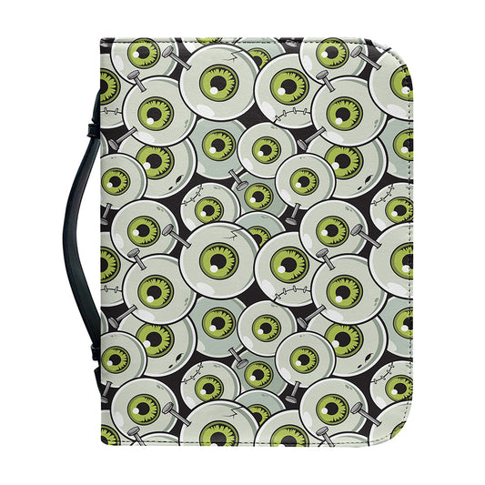 Frankenstein Eyeball Pattern Print Leather Bible Cover