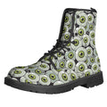 Frankenstein Eyeball Pattern Print Lace-Up Boots