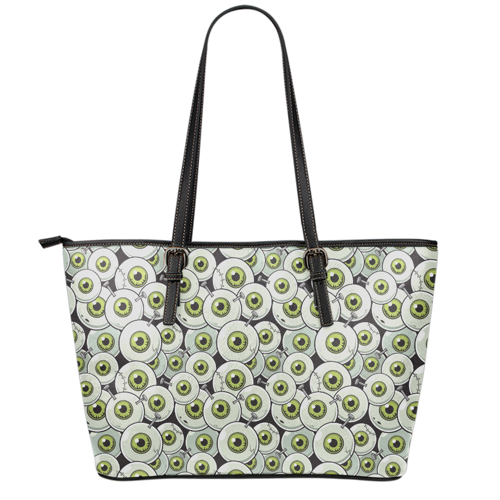 Frankenstein Eyeball Pattern Print Leather Tote Bag