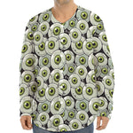 Frankenstein Eyeball Pattern Print Long Sleeve Baseball Jersey