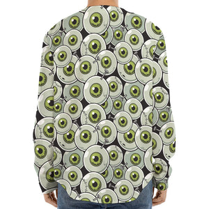 Frankenstein Eyeball Pattern Print Long Sleeve Baseball Jersey