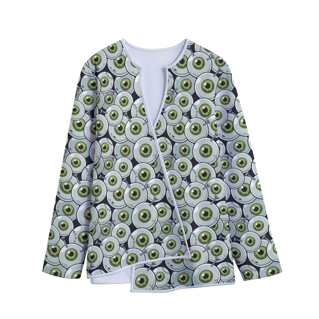 Frankenstein Eyeball Pattern Print Long Sleeve Short Coat