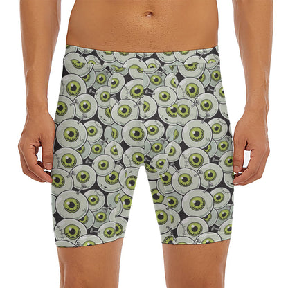 Frankenstein Eyeball Pattern Print Men's Long Boxer Briefs