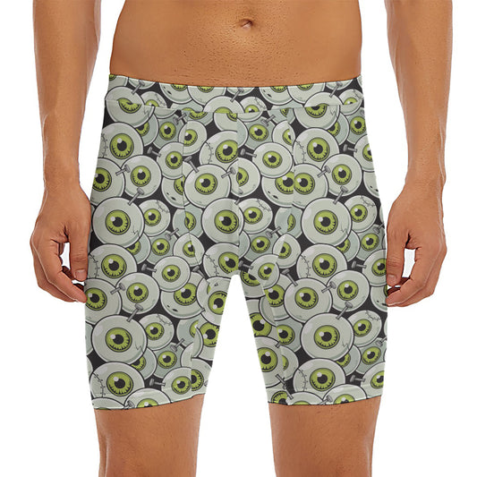 Frankenstein Eyeball Pattern Print Men's Long Boxer Briefs