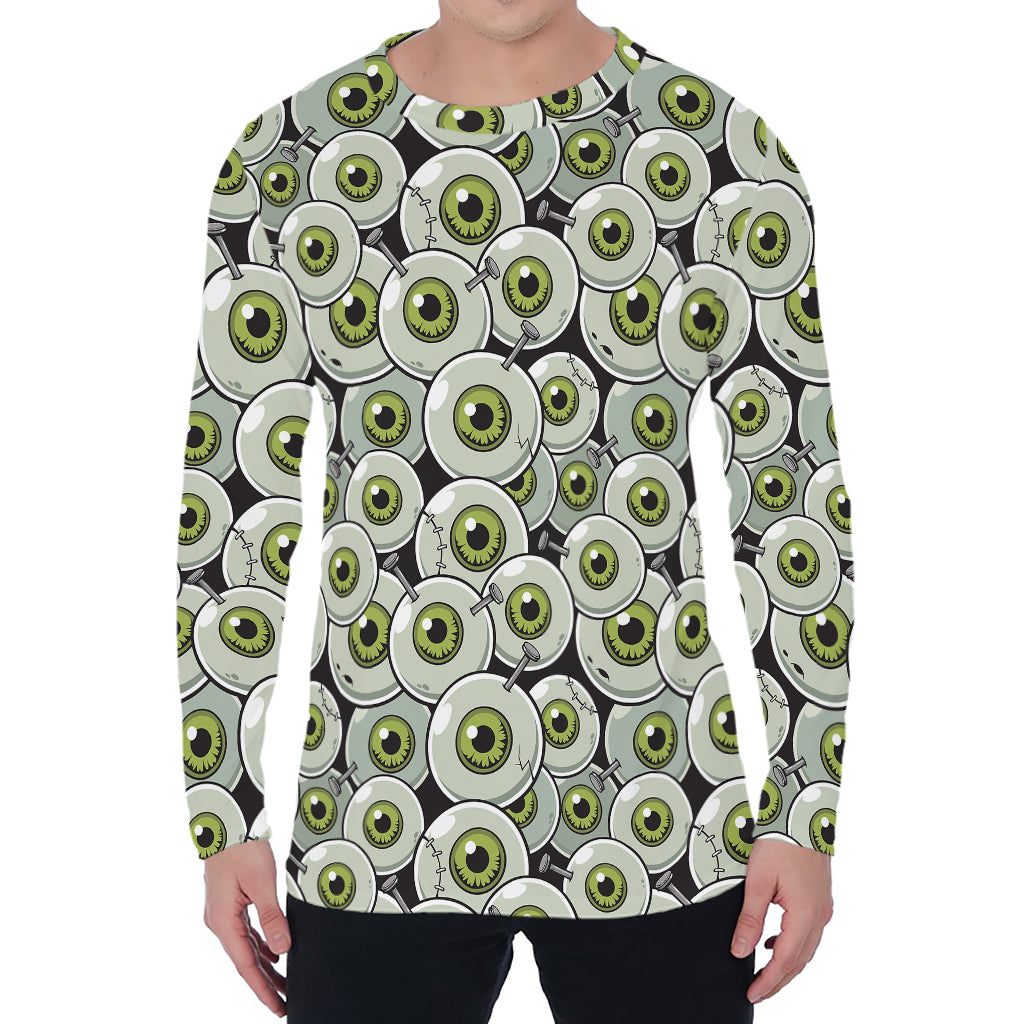 Frankenstein Eyeball Pattern Print Men's Long Sleeve T-Shirt