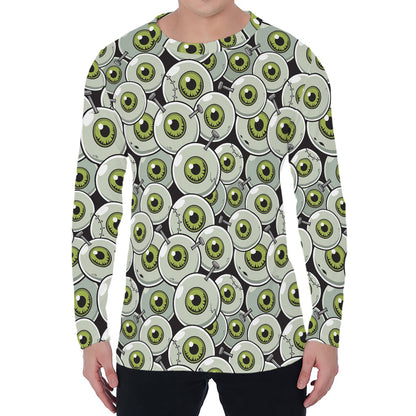 Frankenstein Eyeball Pattern Print Men's Long Sleeve T-Shirt