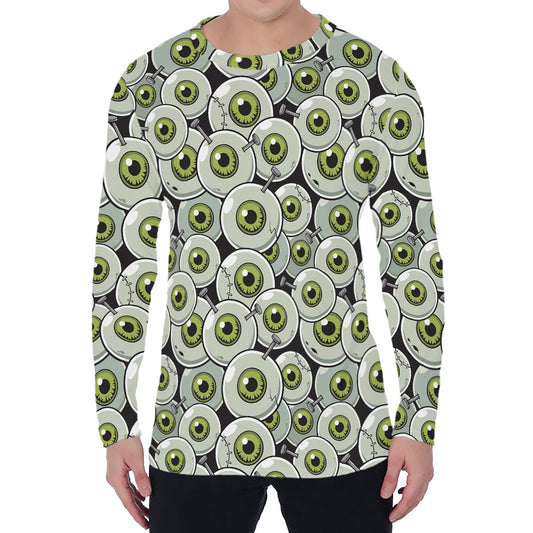 Frankenstein Eyeball Pattern Print Men's Long Sleeve T-Shirt