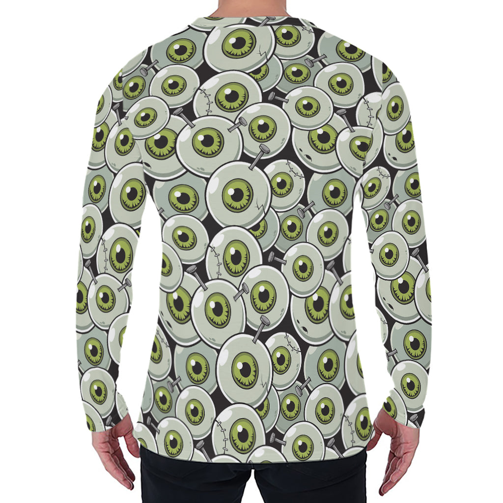 Frankenstein Eyeball Pattern Print Men's Long Sleeve T-Shirt