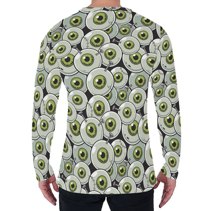 Frankenstein Eyeball Pattern Print Men's Long Sleeve T-Shirt