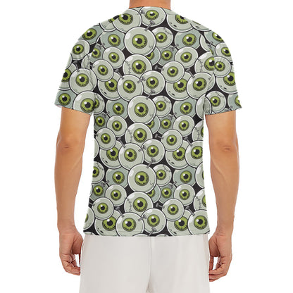 Frankenstein Eyeball Pattern Print Men's Short Sleeve Rash Guard