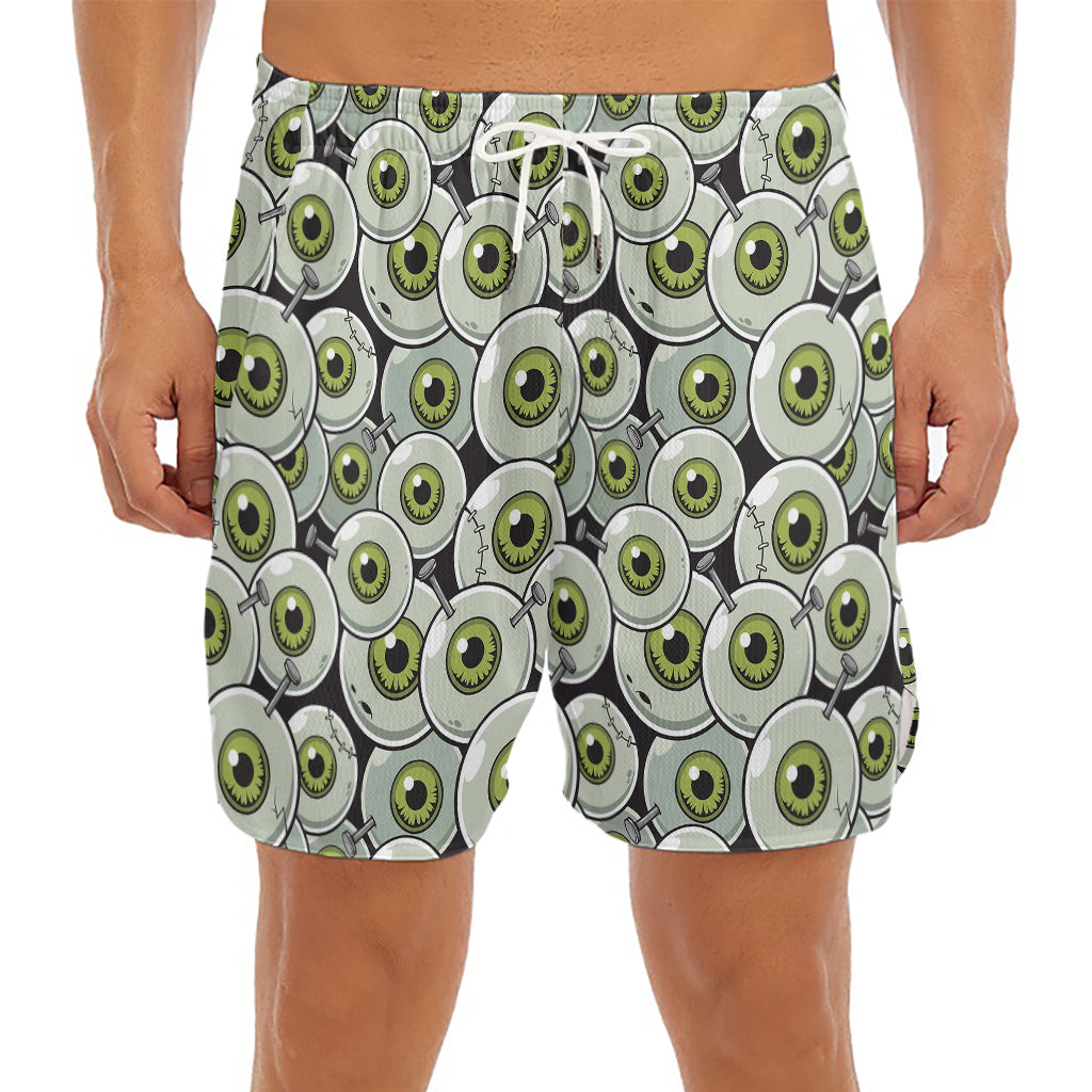 Frankenstein Eyeball Pattern Print Men's Split Running Shorts