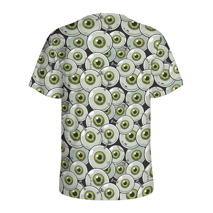 Frankenstein Eyeball Pattern Print Men's Sports T-Shirt
