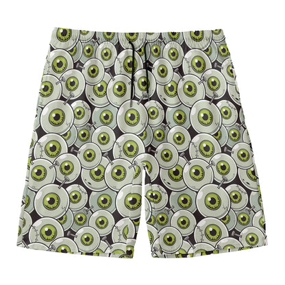 Frankenstein Eyeball Pattern Print Men's Swim Trunks