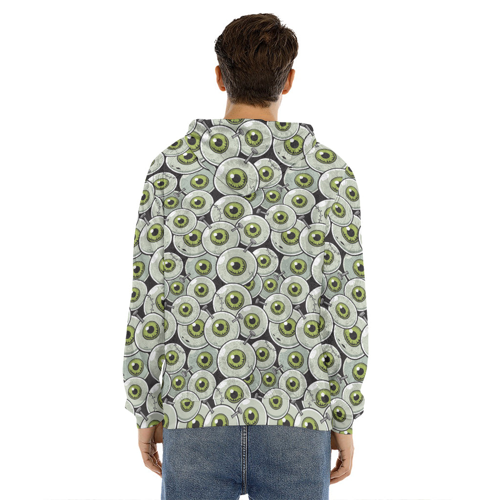 Frankenstein Eyeball Pattern Print Men's Velvet Pullover Hoodie