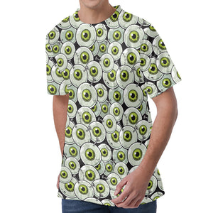 Frankenstein Eyeball Pattern Print Men's Velvet T-Shirt