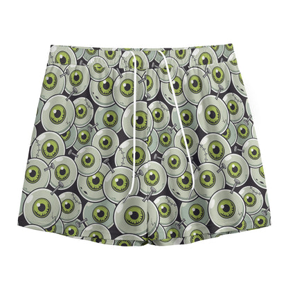 Frankenstein Eyeball Pattern Print Mesh Shorts