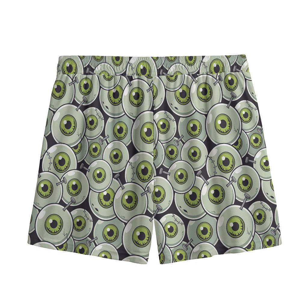 Frankenstein Eyeball Pattern Print Mesh Shorts