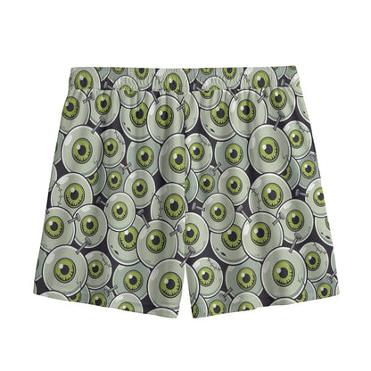 Frankenstein Eyeball Pattern Print Mesh Shorts