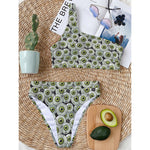 Frankenstein Eyeball Pattern Print One Shoulder Bikini Top