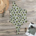 Frankenstein Eyeball Pattern Print One Shoulder Bodysuit