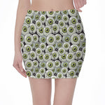 Frankenstein Eyeball Pattern Print Pencil Mini Skirt