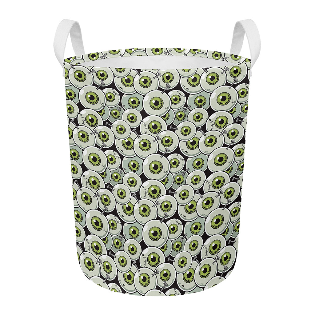Frankenstein Eyeball Pattern Print Round Laundry Basket