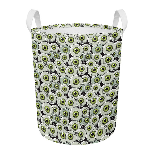 Frankenstein Eyeball Pattern Print Round Laundry Basket