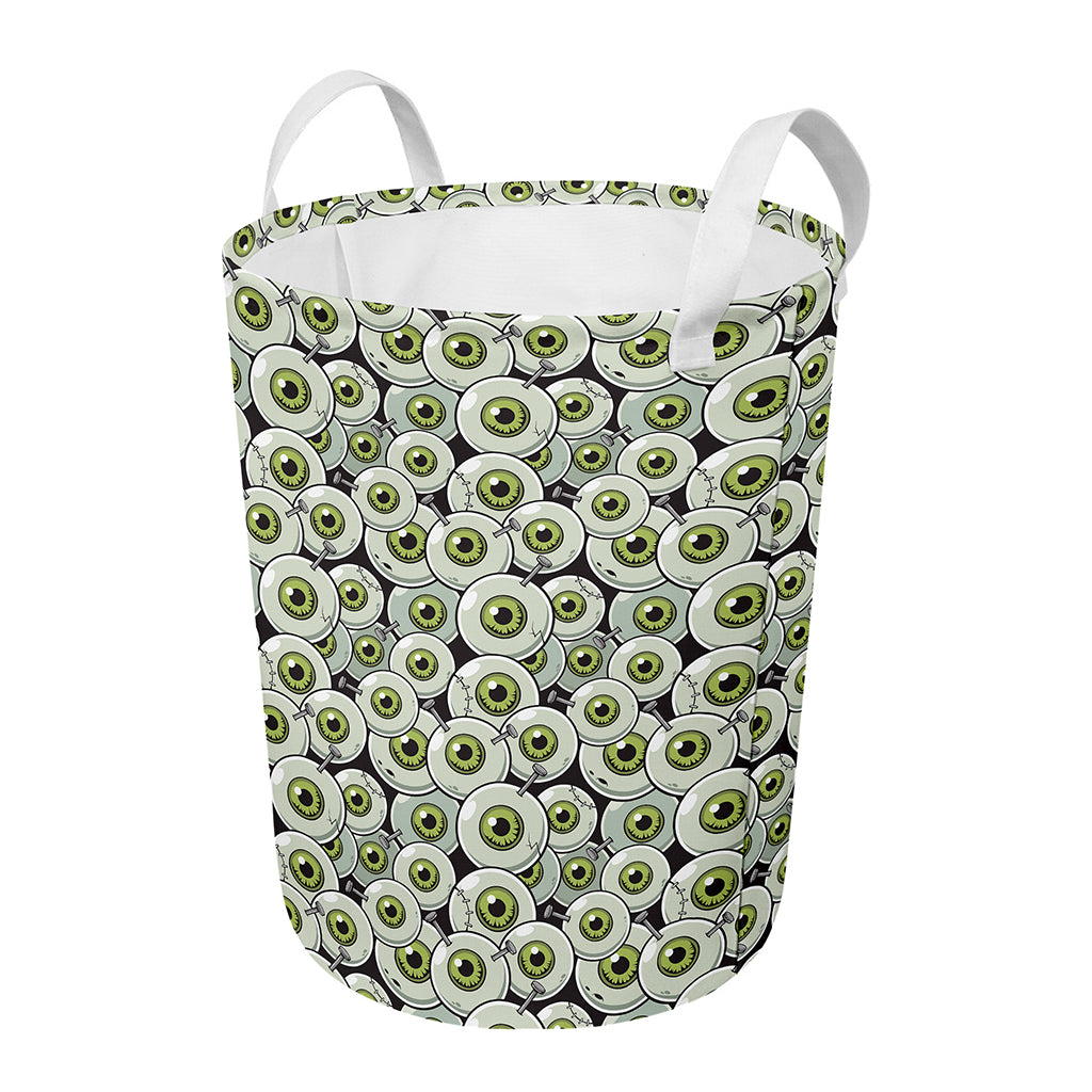 Frankenstein Eyeball Pattern Print Round Laundry Basket