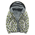 Frankenstein Eyeball Pattern Print Sherpa Lined Zip Up Hoodie
