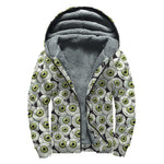 Frankenstein Eyeball Pattern Print Sherpa Lined Zip Up Hoodie