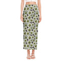 Frankenstein Eyeball Pattern Print Side Slit Maxi Skirt