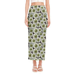 Frankenstein Eyeball Pattern Print Side Slit Maxi Skirt