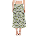 Frankenstein Eyeball Pattern Print Side Slit Midi Skirt