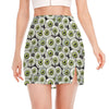 Frankenstein Eyeball Pattern Print Side Slit Mini Skirt