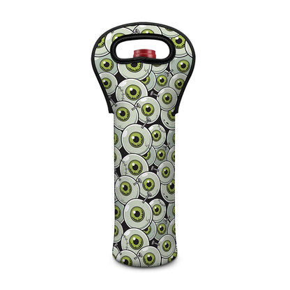 Frankenstein Eyeball Pattern Print Single Neoprene Wine Tote