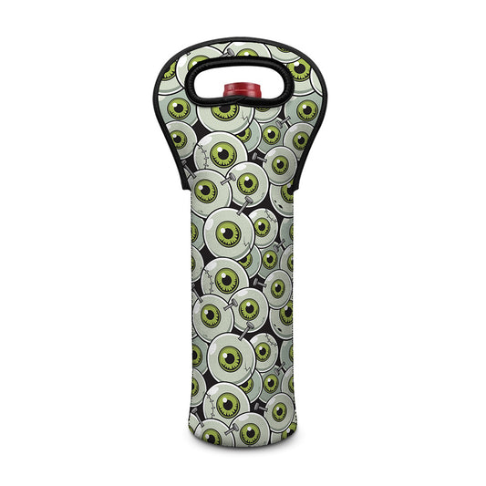 Frankenstein Eyeball Pattern Print Single Neoprene Wine Tote