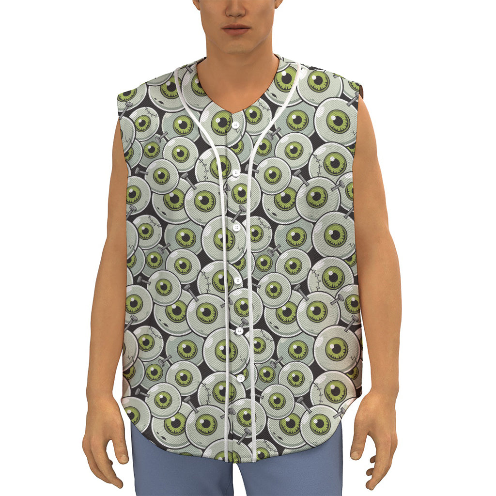 Frankenstein Eyeball Pattern Print Sleeveless Baseball Jersey