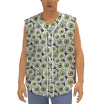 Frankenstein Eyeball Pattern Print Sleeveless Baseball Jersey