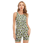 Frankenstein Eyeball Pattern Print Sleeveless One Piece Swimsuit